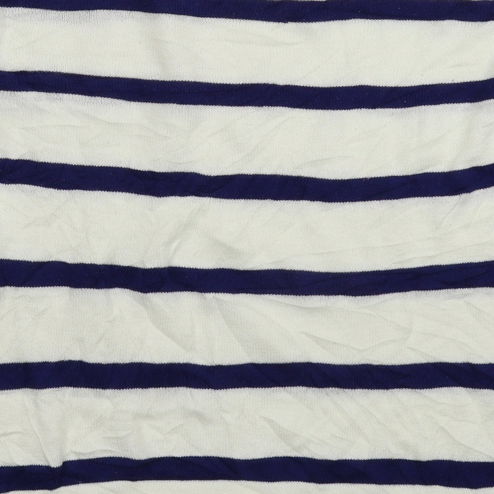 Pull&Bear Womens White Striped Knit Pullover Jumper Size S