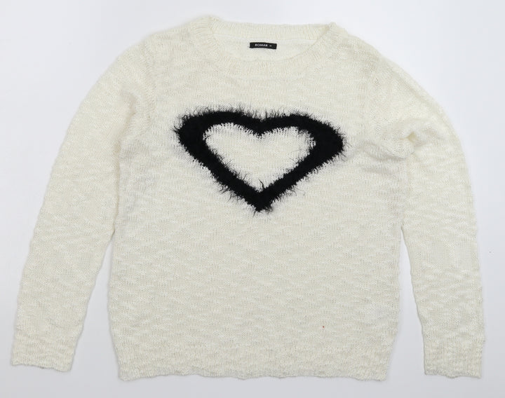 Roman Womens White  Knit Pullover Jumper Size 10