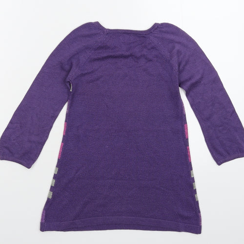 F&F Girls Purple Striped Knit Jumper Dress  Size 2-3 Years