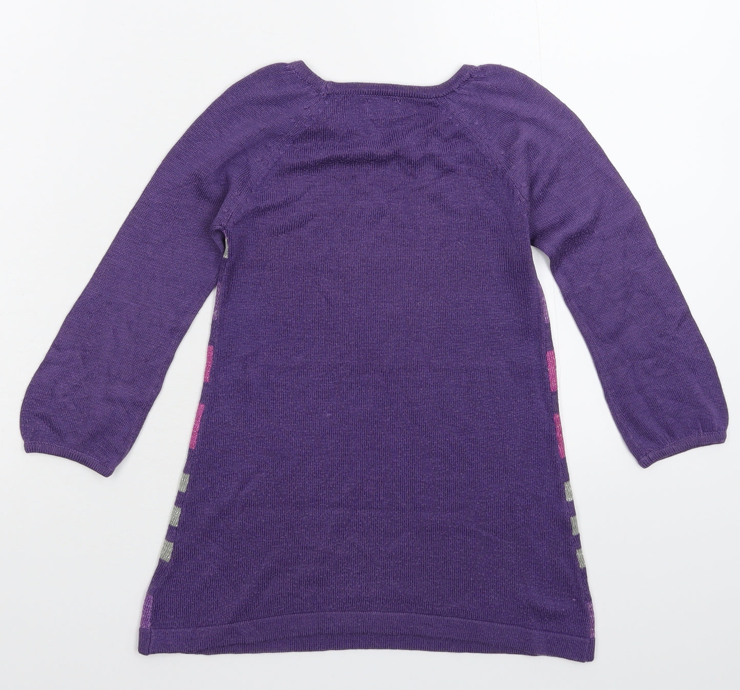 F&F Girls Purple Striped Knit Jumper Dress  Size 2-3 Years