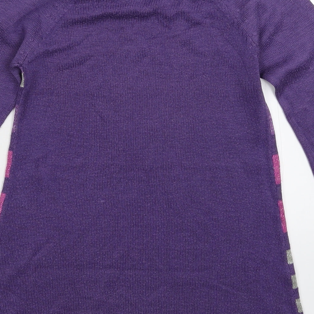 F&F Girls Purple Striped Knit Jumper Dress  Size 2-3 Years