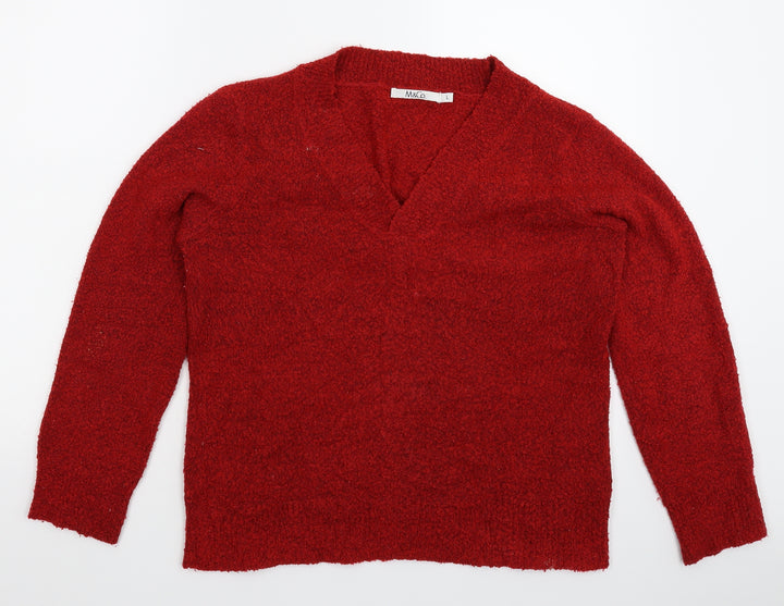 M&Co Womens Red Pullover Jumper Size L