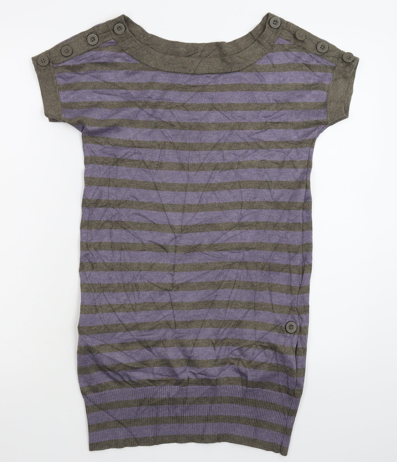 Jasper Conran Womens Grey Striped Knit Pullover Jumper Size 8