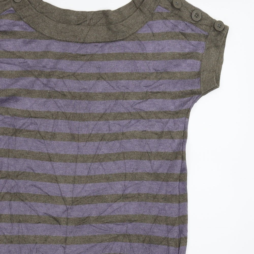 Jasper Conran Womens Grey Striped Knit Pullover Jumper Size 8