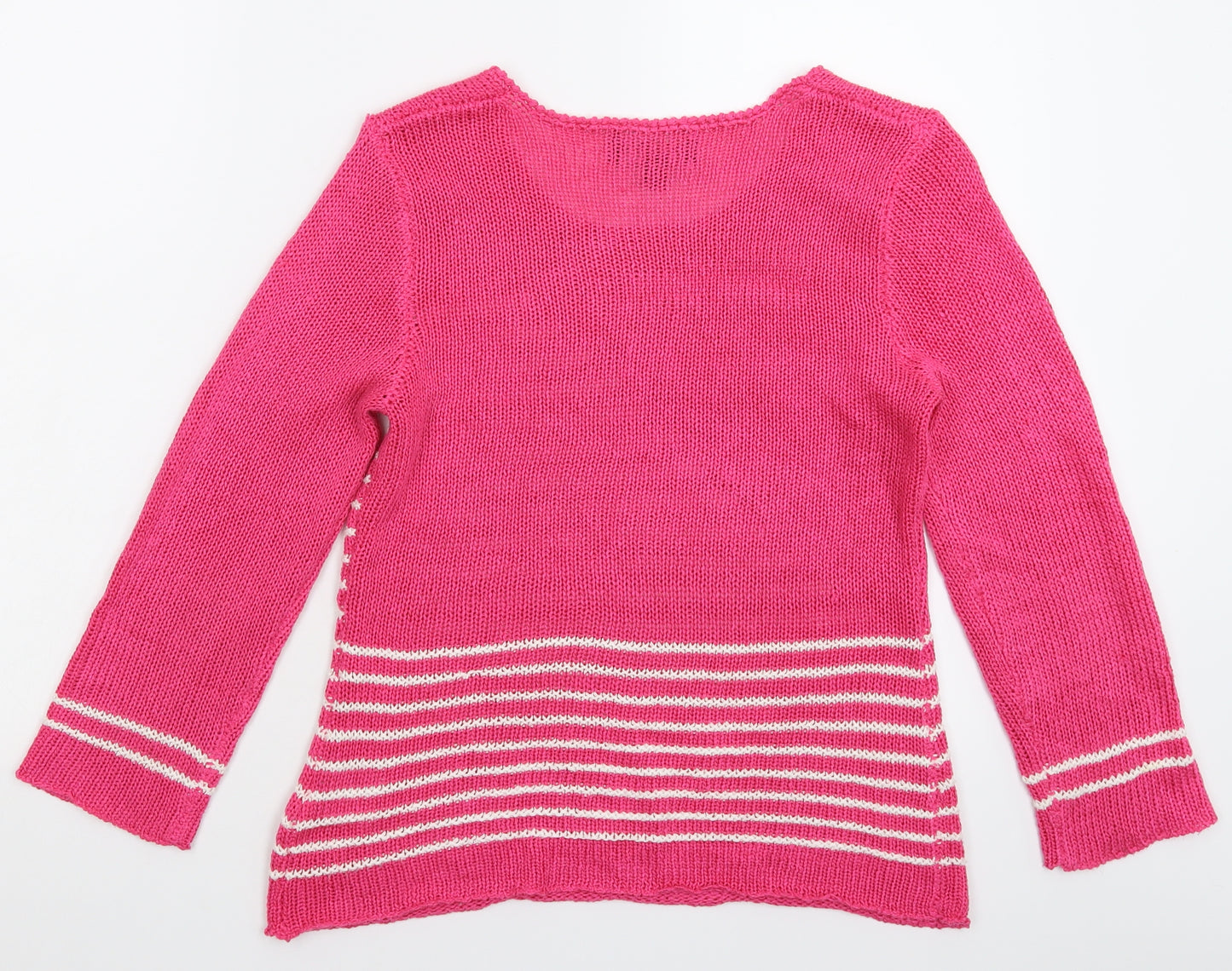 Marbl Womens Pink Striped Knit Pullover Jumper Size S