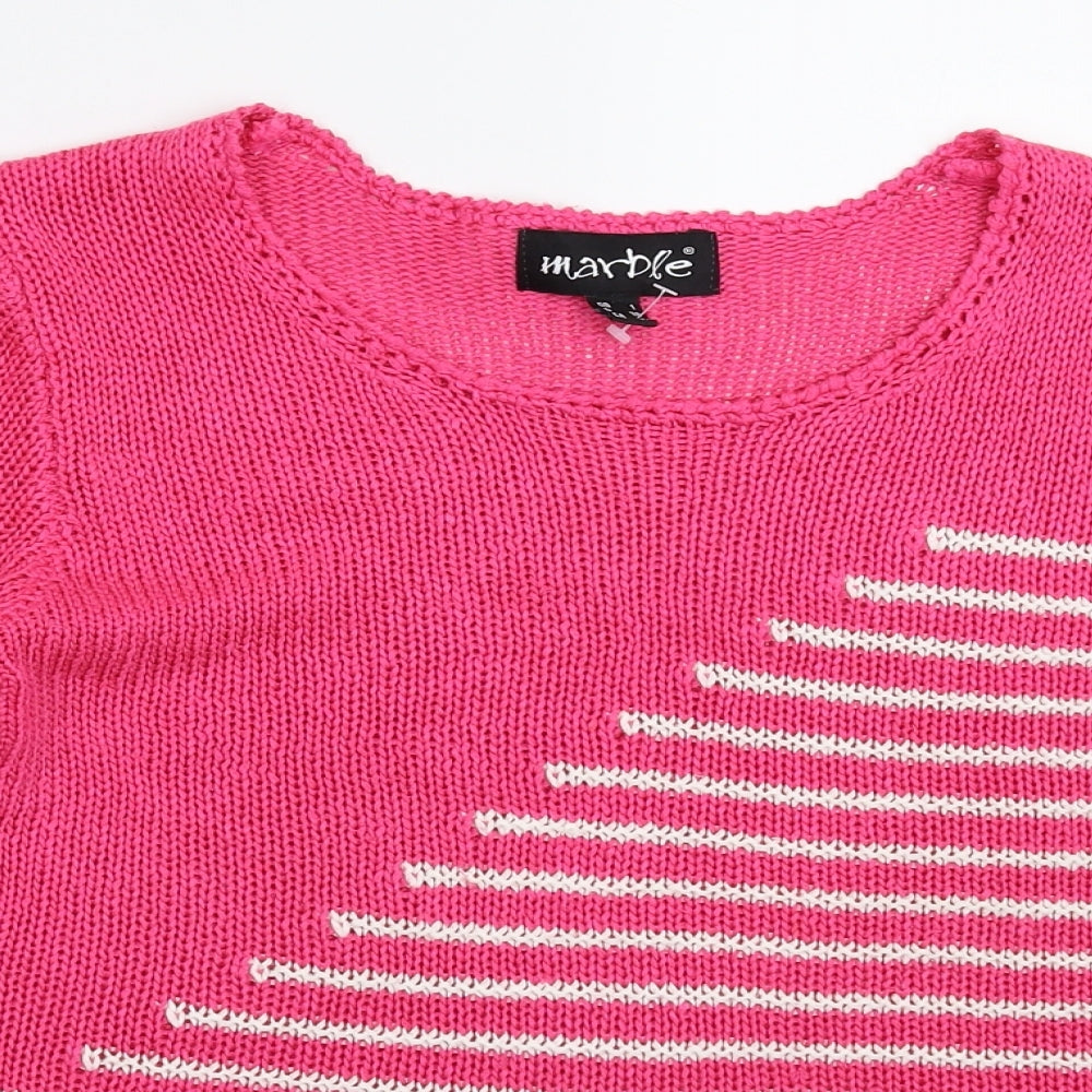 Marbl Womens Pink Striped Knit Pullover Jumper Size S