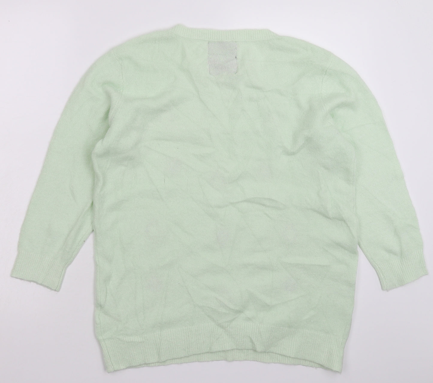 Merry Christmas Womens Green  Knit Pullover Jumper Size M