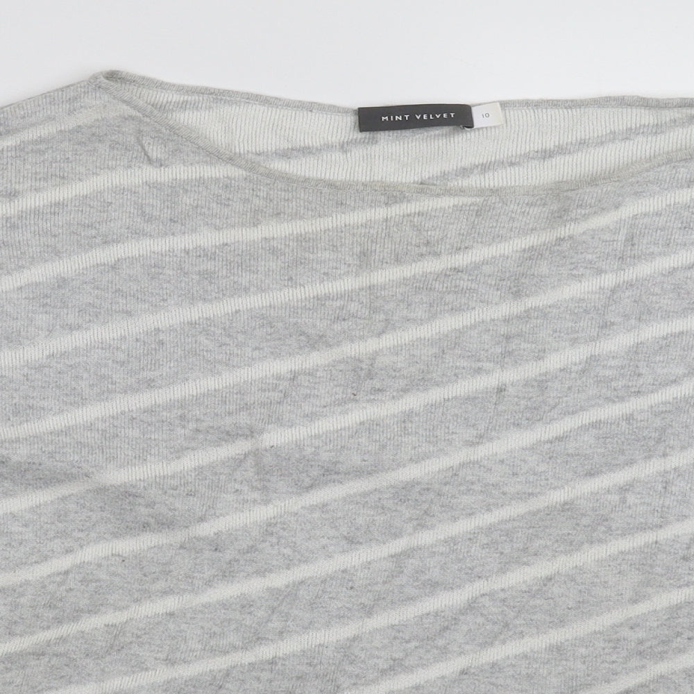 Mint Velvet Womens Grey Striped Knit Pullover Jumper Size 10