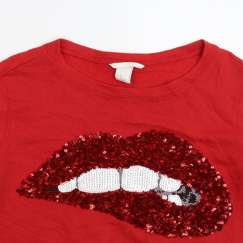 H&M Womens Red   Pullover Sweatshirt Size XS