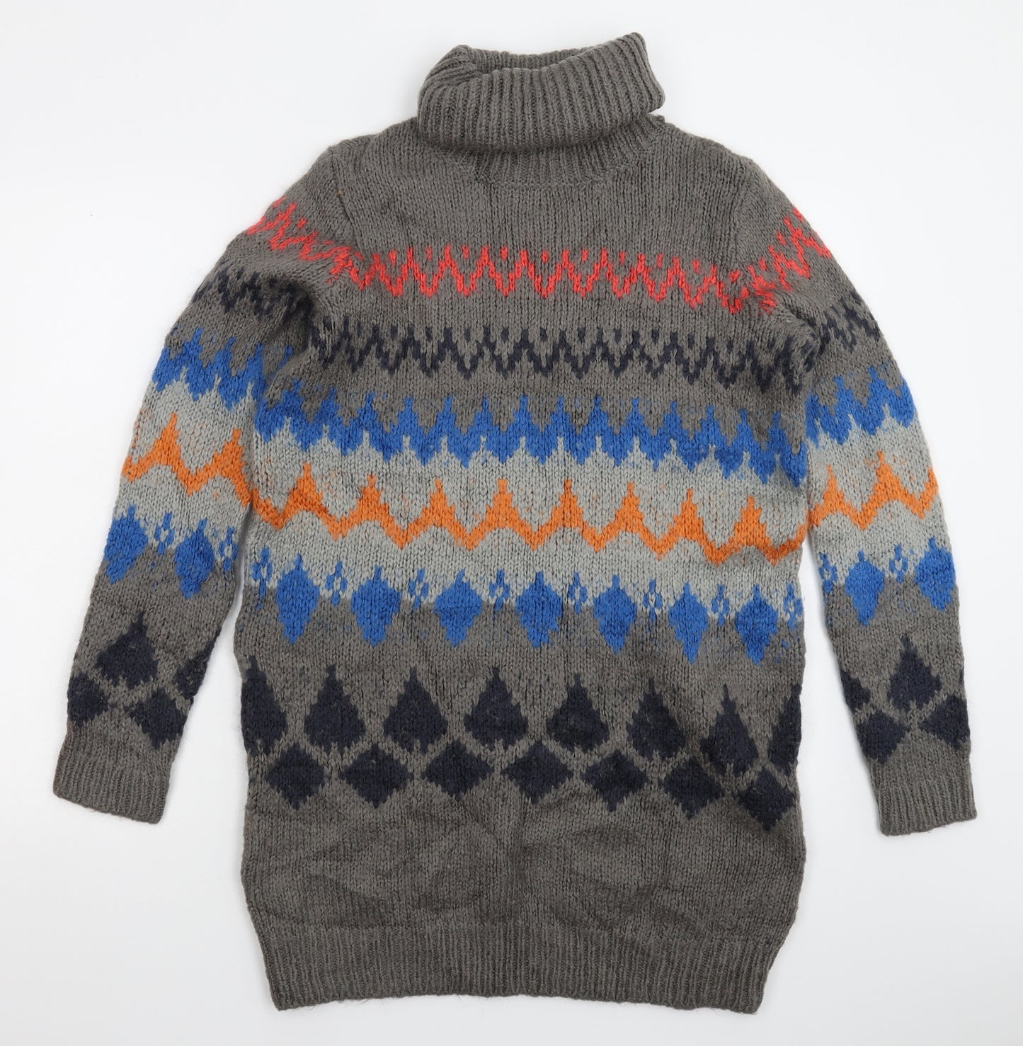 NEXT Womens Grey Geometric Knit Pullover Jumper Size S  - Oversized