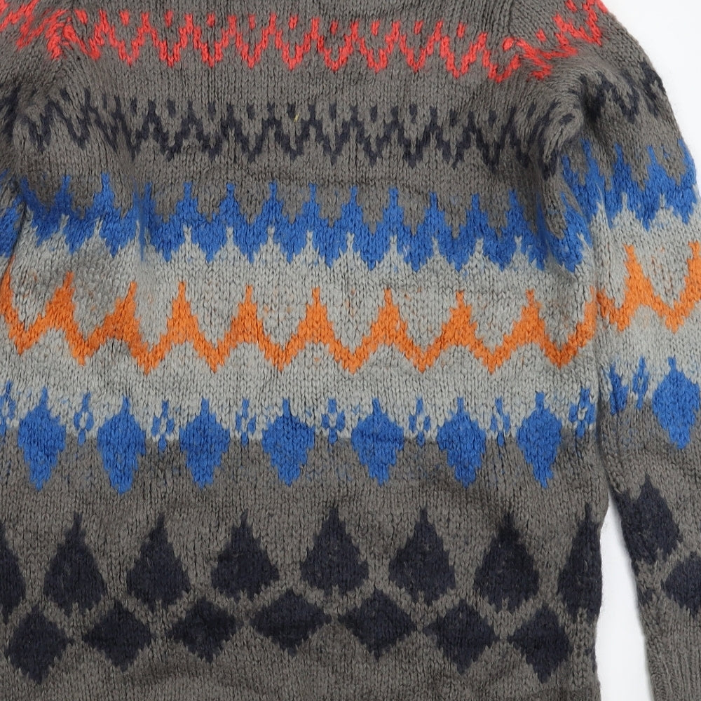 NEXT Womens Grey Geometric Knit Pullover Jumper Size S  - Oversized