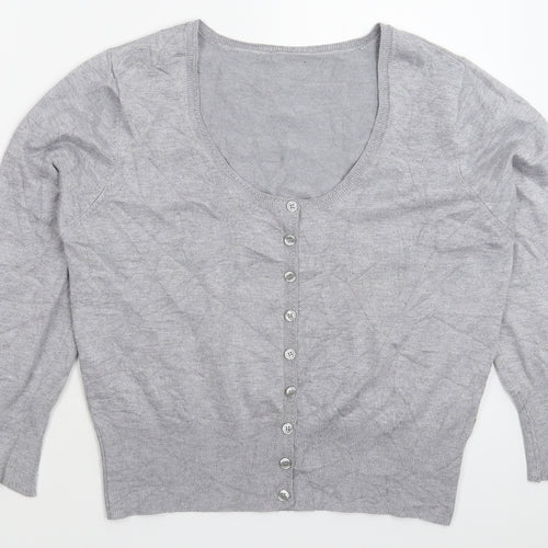 Preworn Womens Grey  Knit Cardigan Jumper Size L