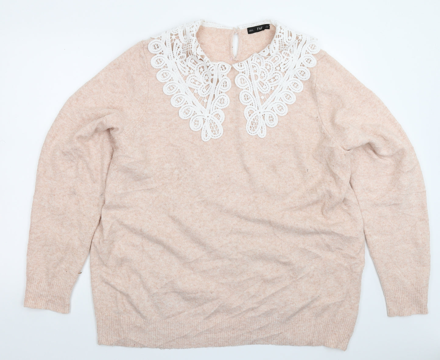 F&F Womens Beige  Knit Pullover Jumper Size 22