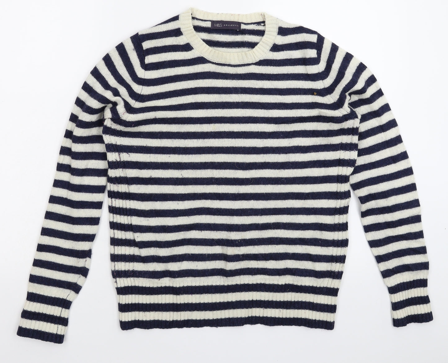 Marks and Spencer Womens Blue Striped Knit Pullover Jumper Size 12