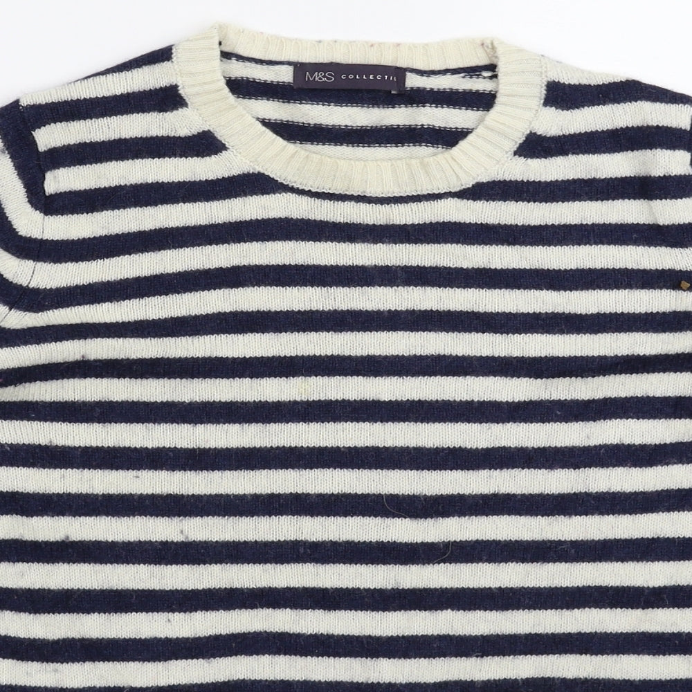 Marks and Spencer Womens Blue Striped Knit Pullover Jumper Size 12