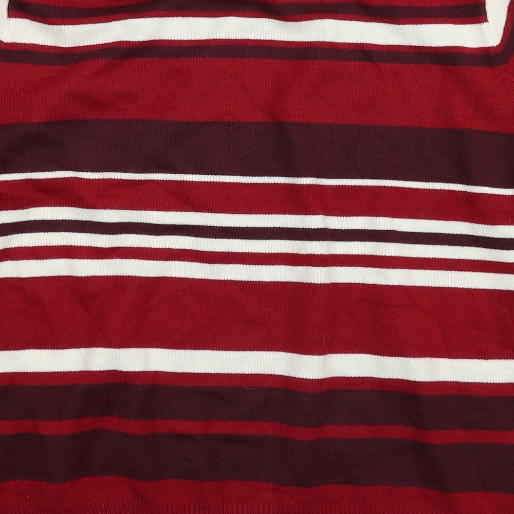 Berkertex Womens Red Striped Knit Pullover Jumper Size 16