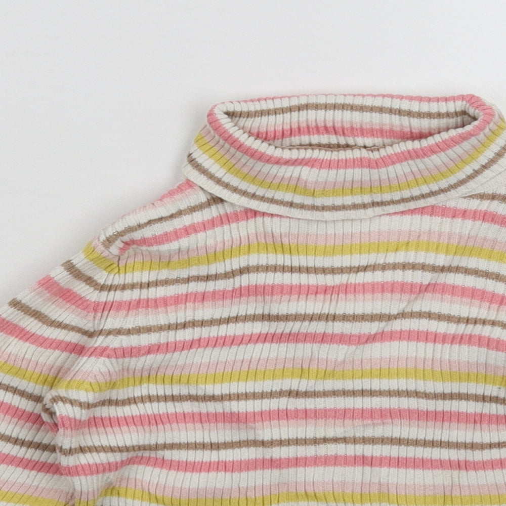George Boys White Striped Knit Pullover Jumper Size 3-4 Years