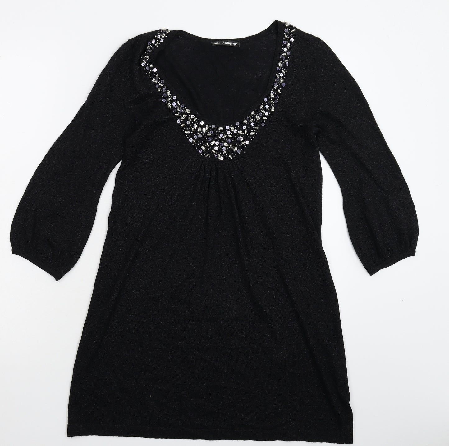 Autograph Womens Black  Knit Pullover Jumper Size 10