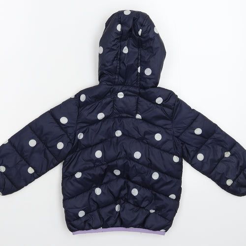 Marks and Spencer Girls Blue Polka Dot  Puffer Jacket Jacket Size 2-3 Years