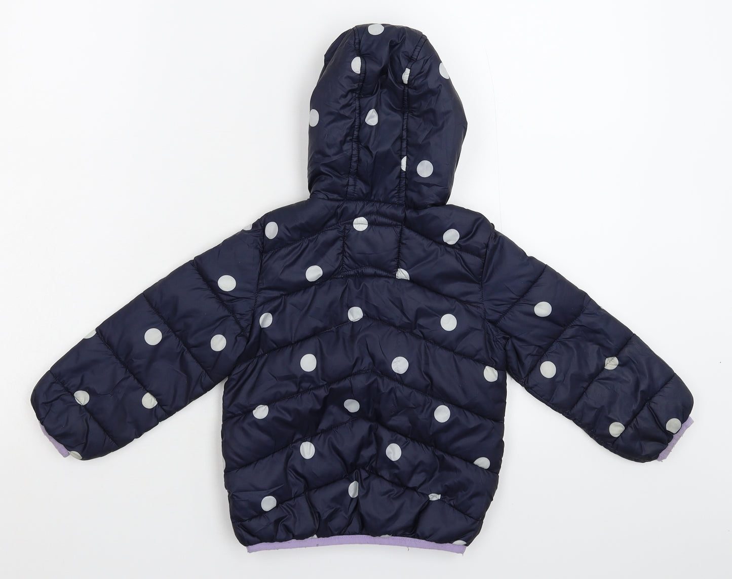 Marks and Spencer Girls Blue Polka Dot  Puffer Jacket Jacket Size 2-3 Years