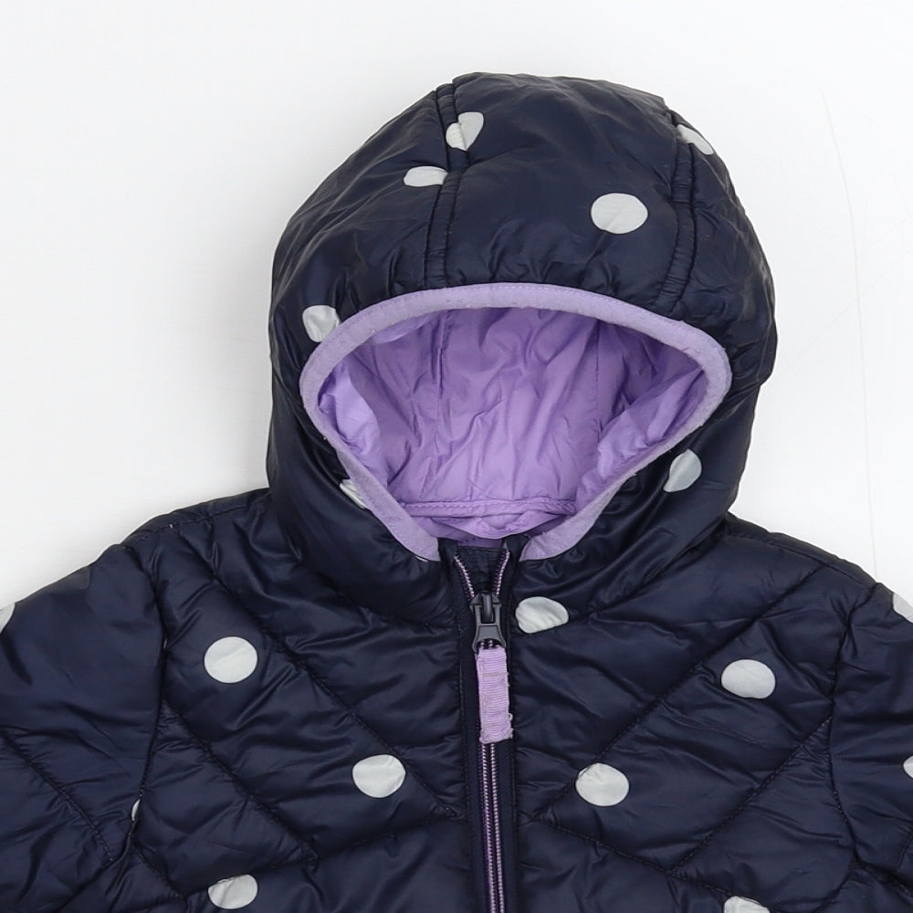 Marks and Spencer Girls Blue Polka Dot  Puffer Jacket Jacket Size 2-3 Years
