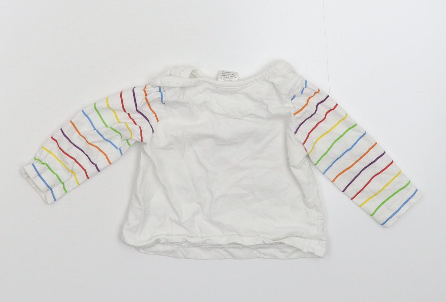 TU Girls White Striped  Basic T-Shirt Size 3-6 Months