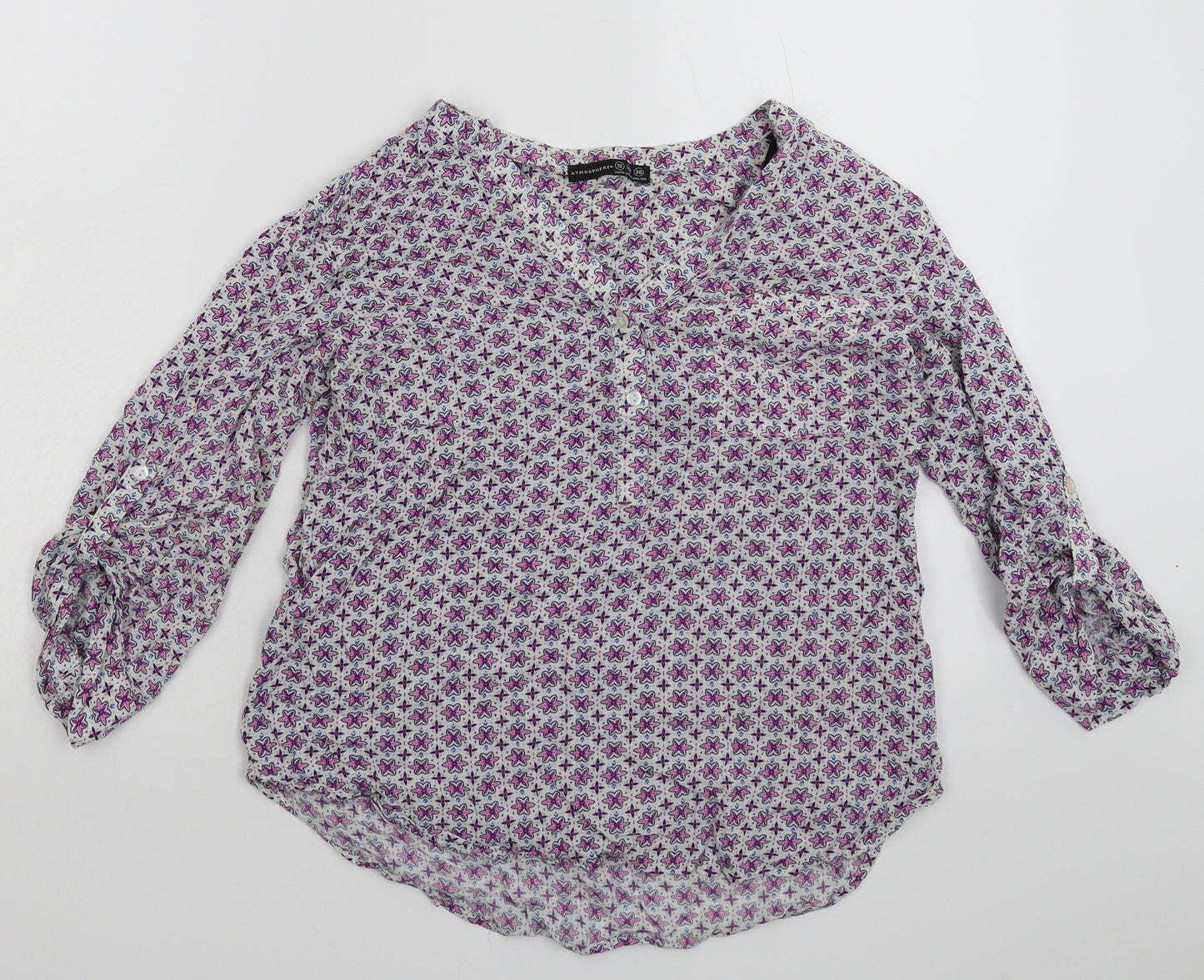 Atmosphere Womens White Floral  Basic Blouse Size 12
