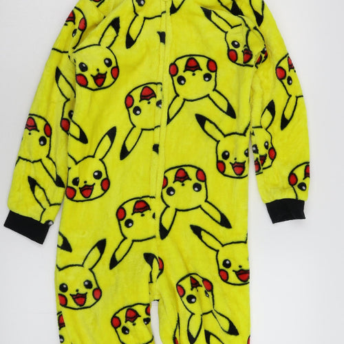 George Girls Yellow Solid Fleece Cami One Piece Size 6-7 Years  - Pokemon