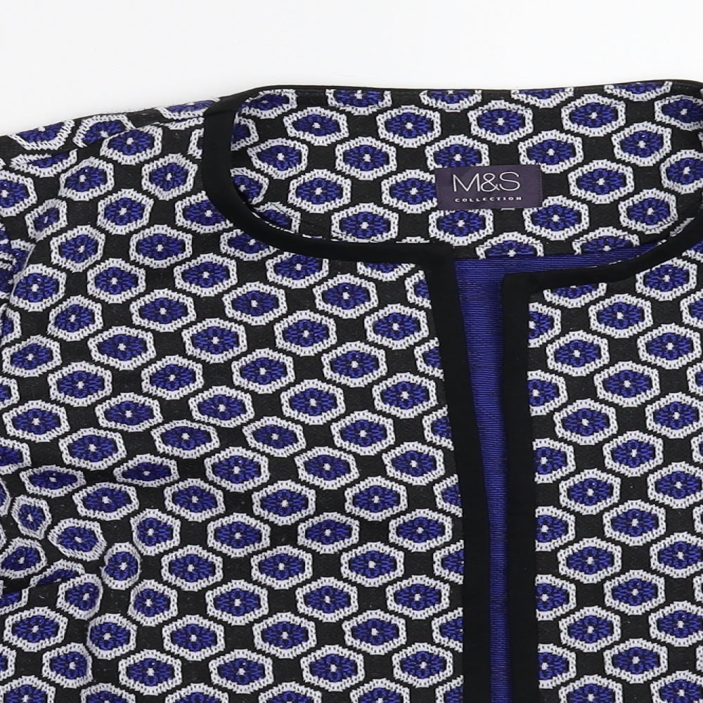 Marks and Spencer Womens Blue Geometric  Jacket Blazer Size 14