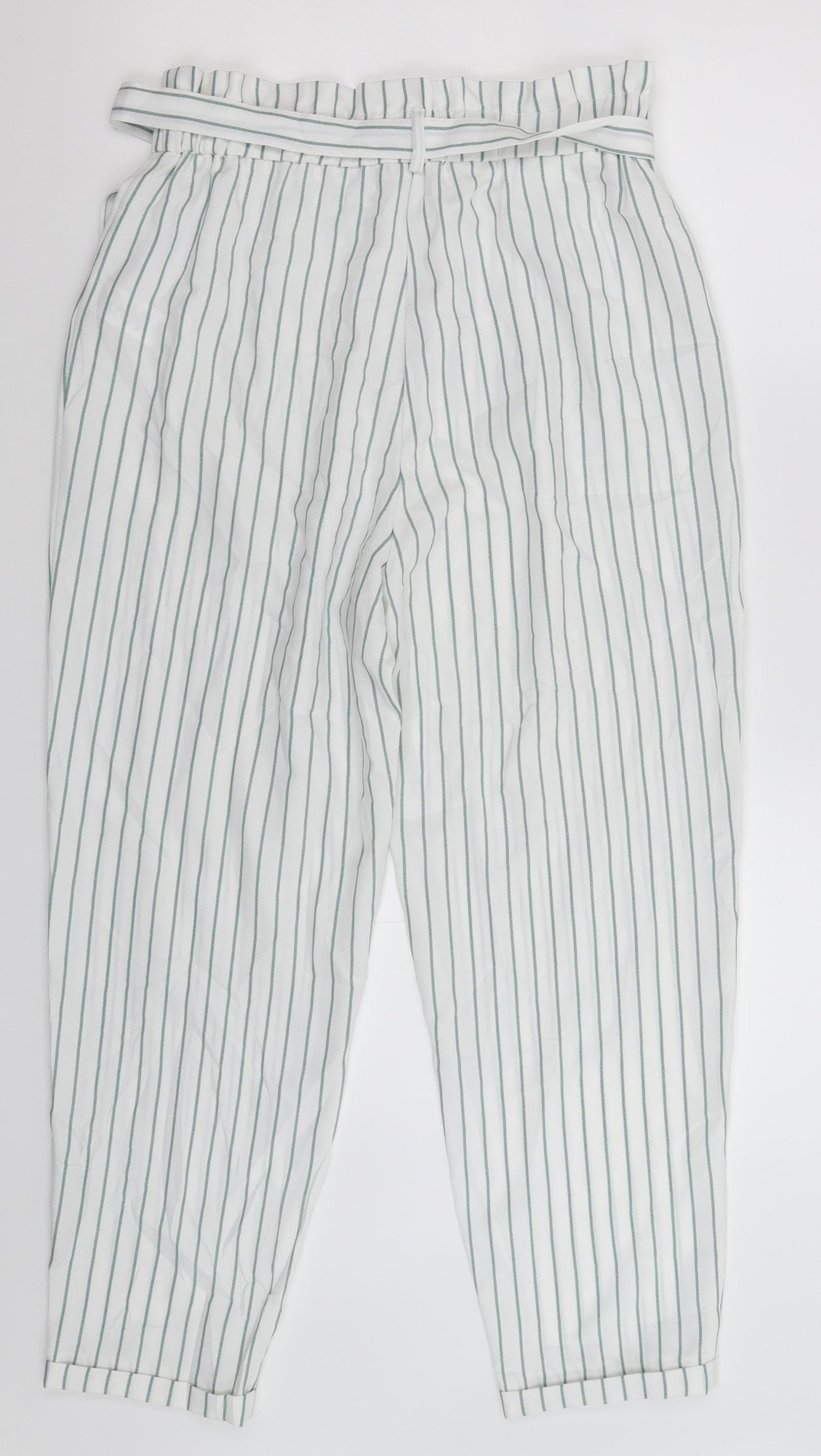 Primark Womens White Striped  Trousers  Size 12 L25 in
