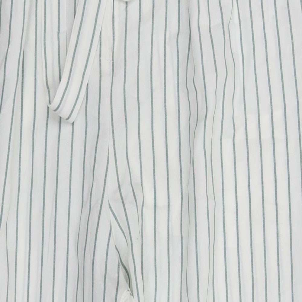 Primark Womens White Striped  Trousers  Size 12 L25 in