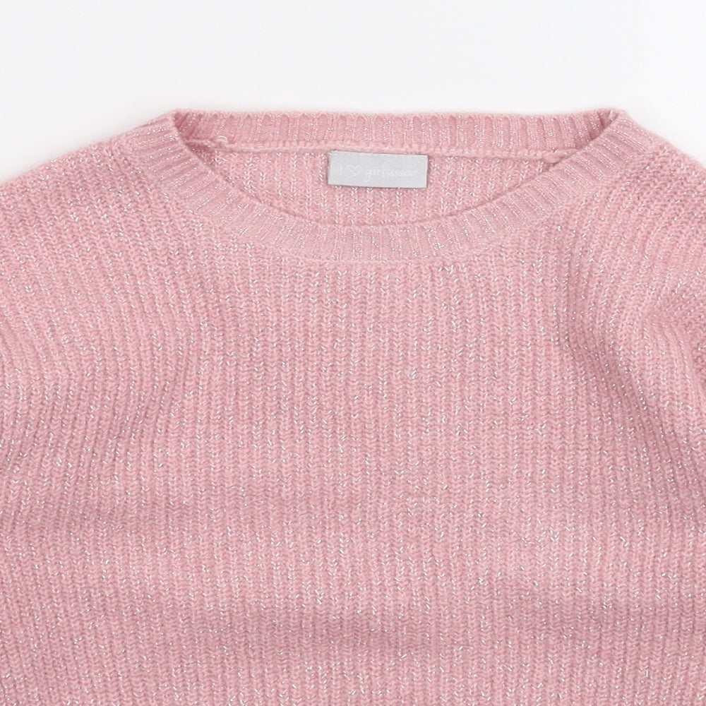 Matalan Girls Pink  Knit Pullover Jumper Size 9 Years