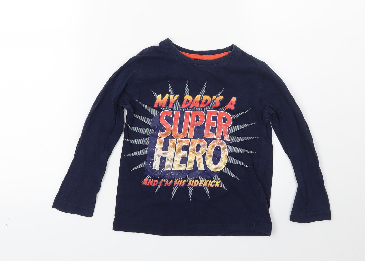 Primark Boys Blue   Pullover Sweatshirt Size 3-4 Years  - Dad Super hero
