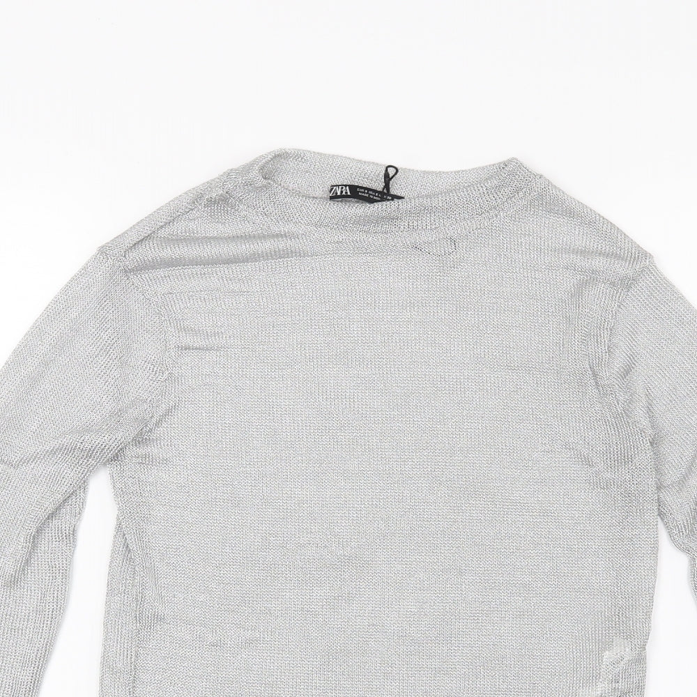 Zara Womens Grey   Pullover Sweatshirt Size S