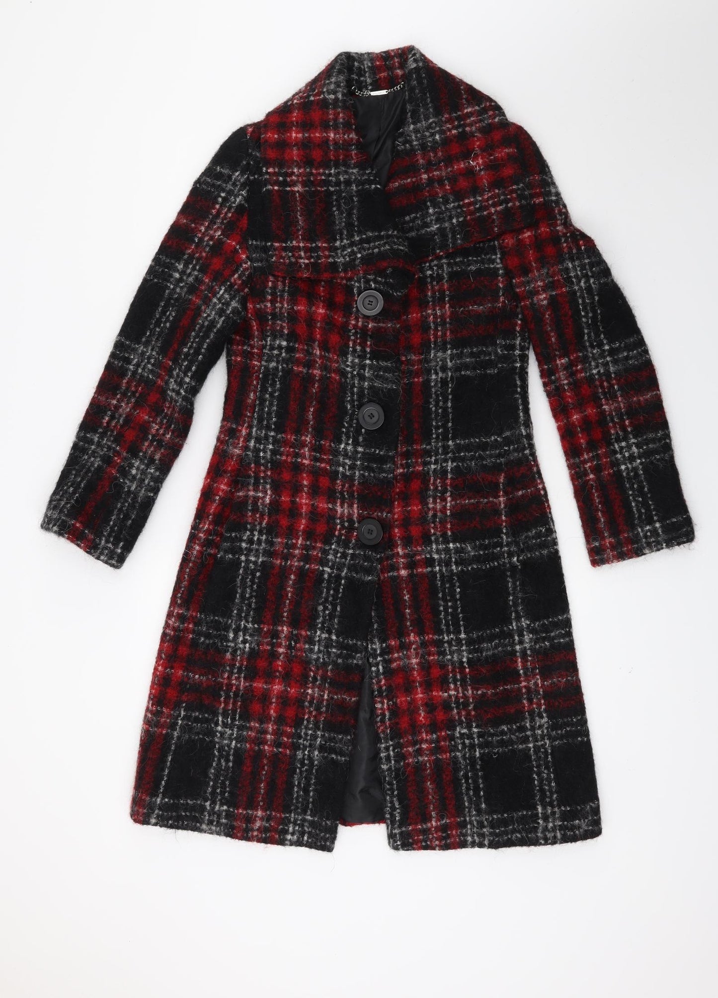 Laura Ashley Womens Red Check  Overcoat Coat Size 8