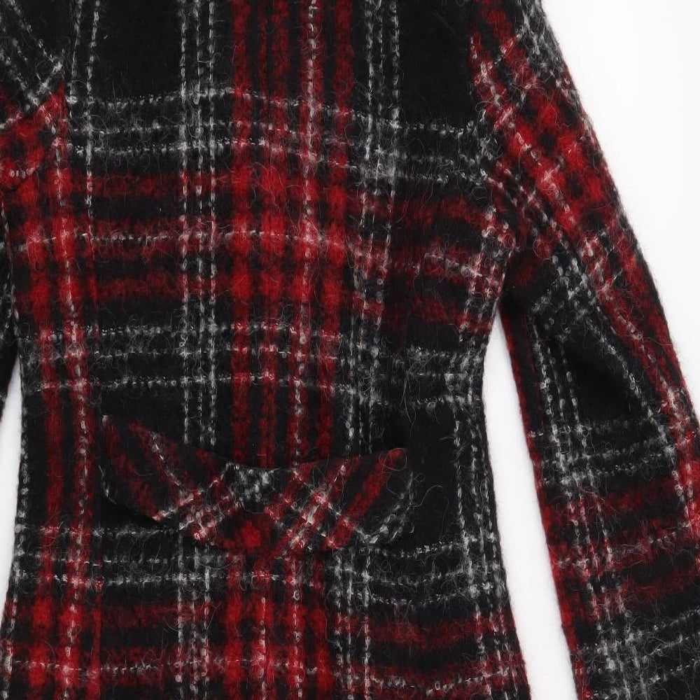 Laura Ashley Womens Red Check  Overcoat Coat Size 8