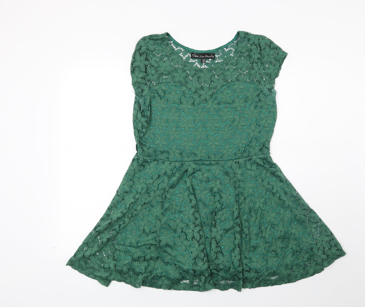 Mela Loves London Womens Green Floral  A-Line  Size 12