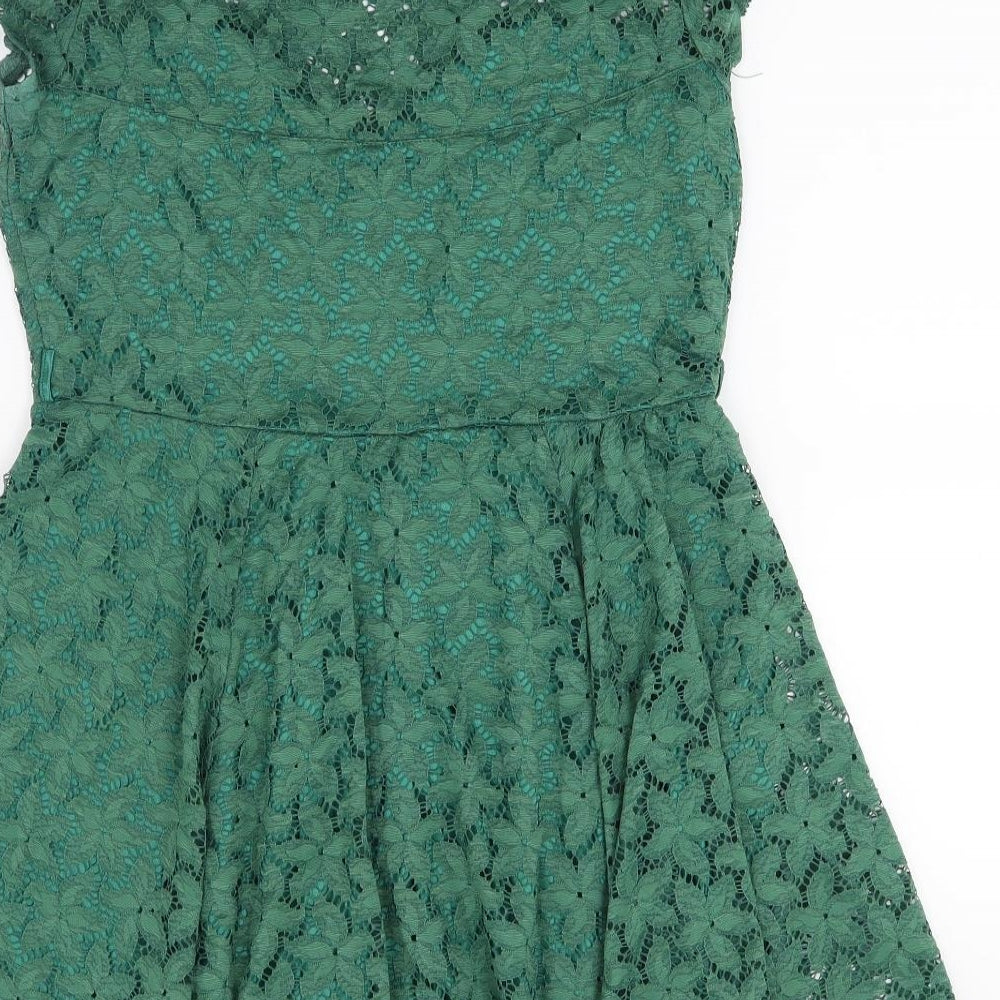 Mela Loves London Womens Green Floral  A-Line  Size 12