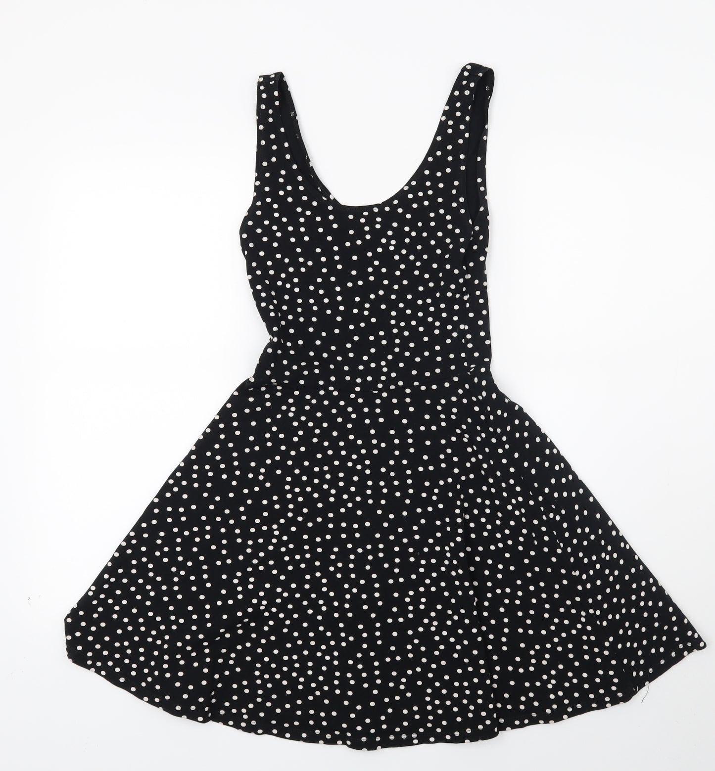 Topshop Womens Black Polka Dot  A-Line  Size 8