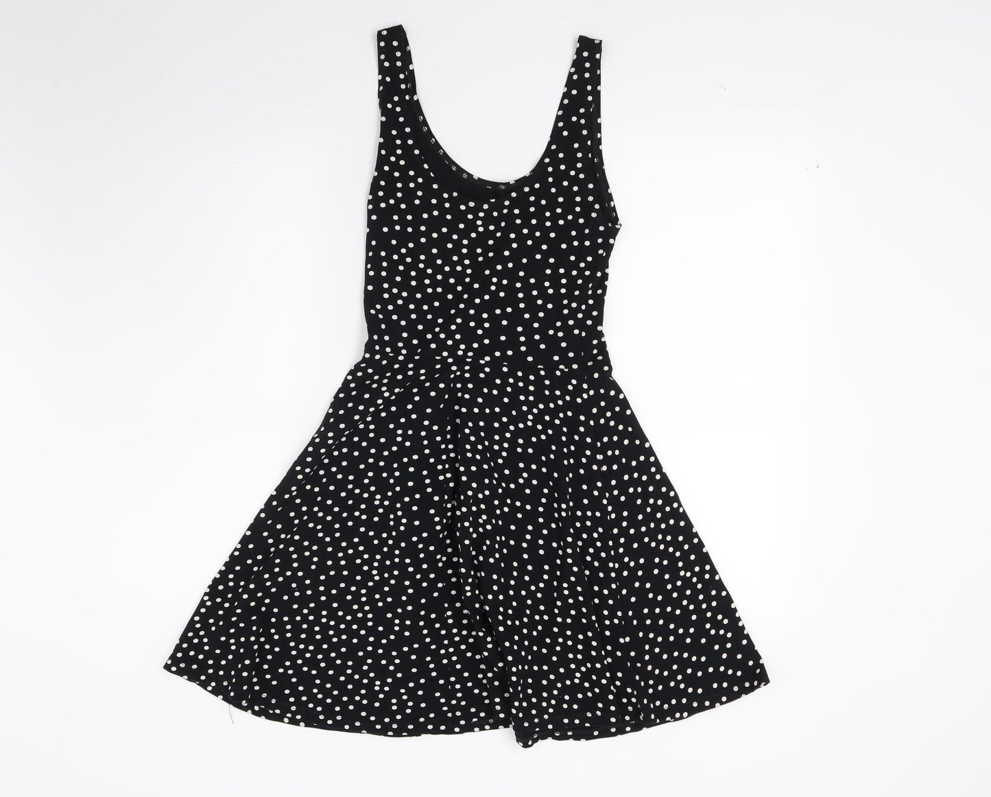 Topshop Womens Black Polka Dot  A-Line  Size 8