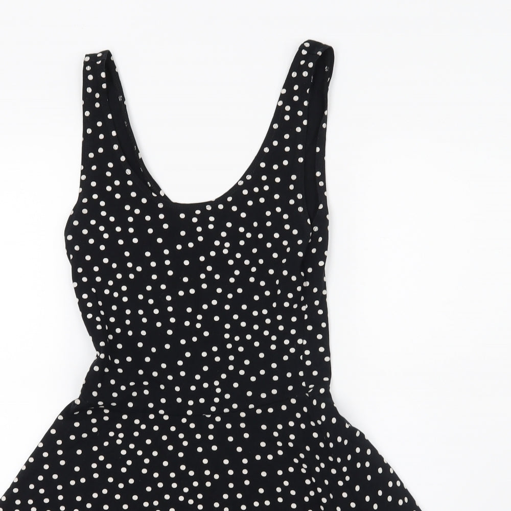 Topshop Womens Black Polka Dot  A-Line  Size 8