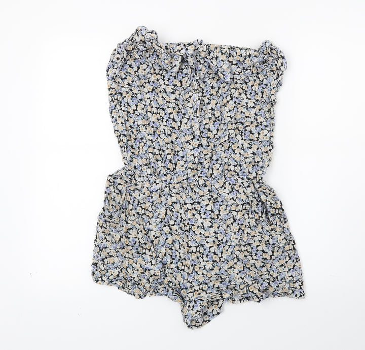 F&F Womens Blue Floral  Shorts One-Piece Size 10