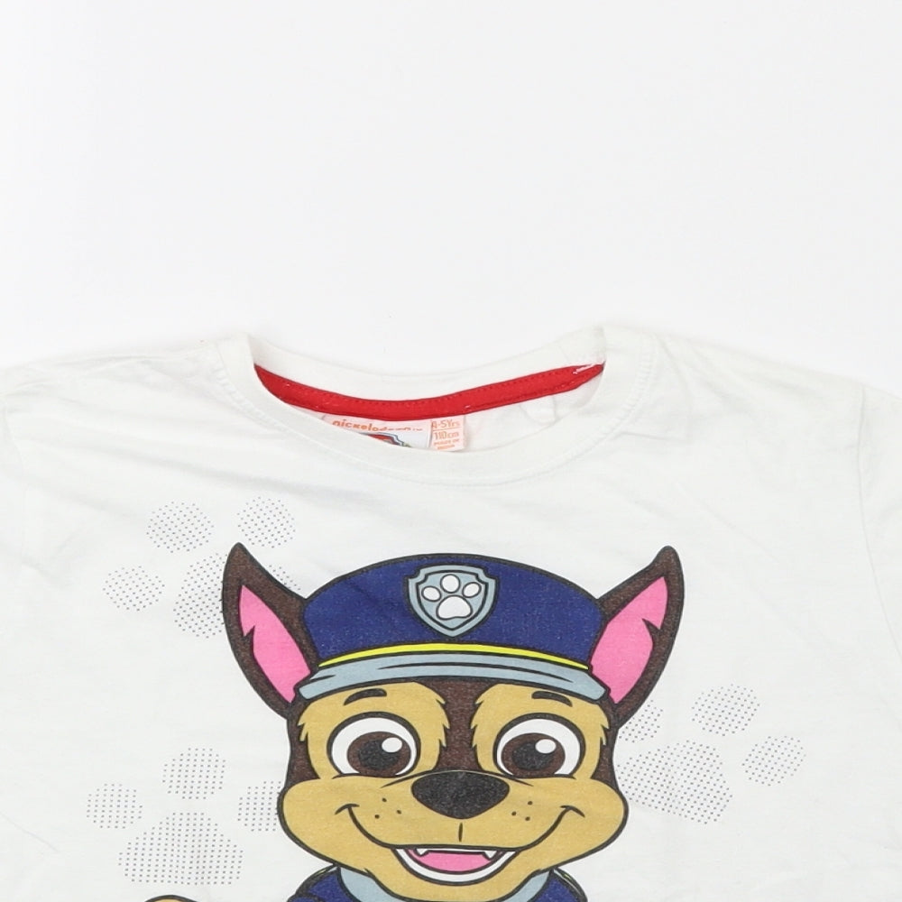 Paw Patrol Boys White   Basic T-Shirt Size 5-6 Years  - PAW PATROL