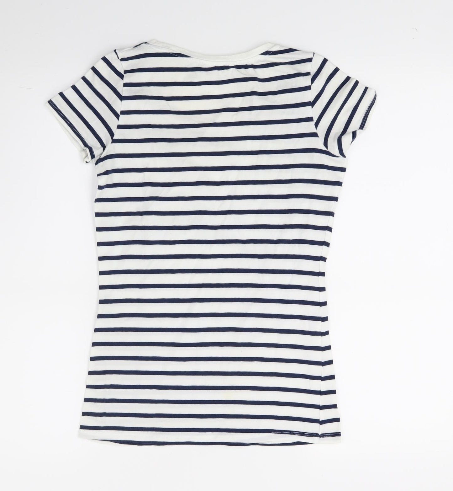 Zara Womens White Striped  Basic T-Shirt Size S
