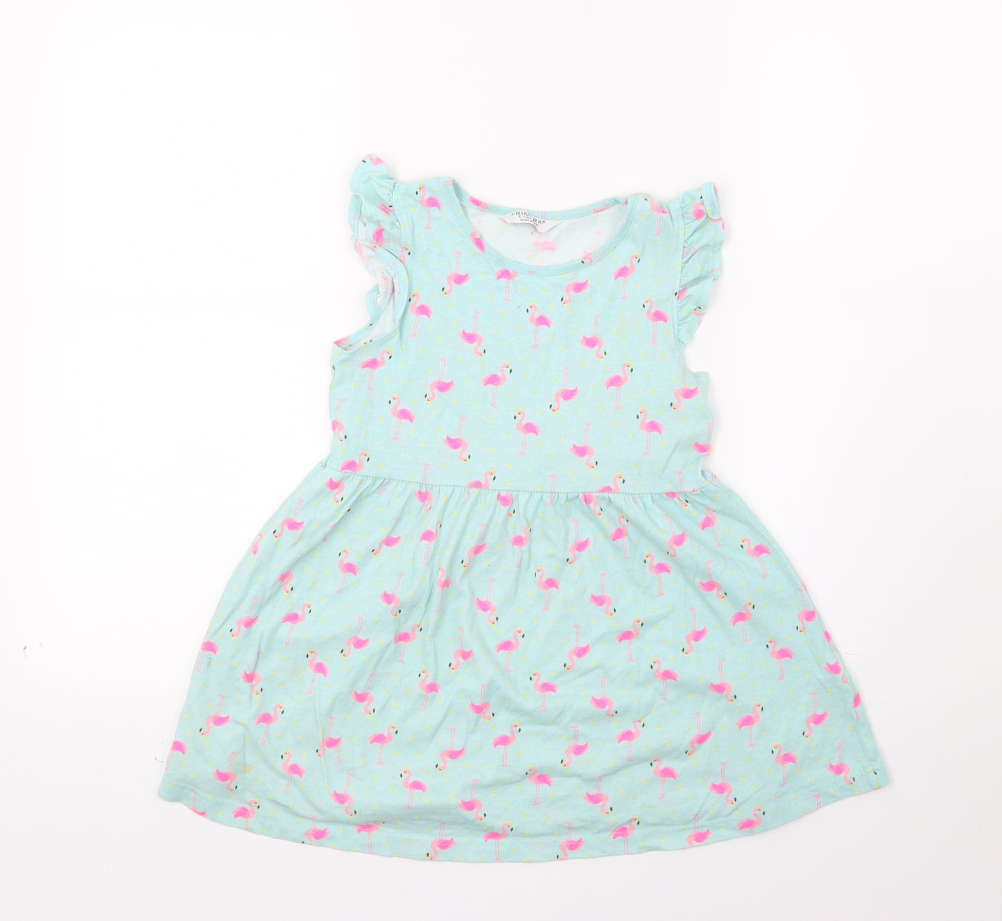 Primark Girls Green   A-Line  Size 6-7 Years  - Flamingo Print