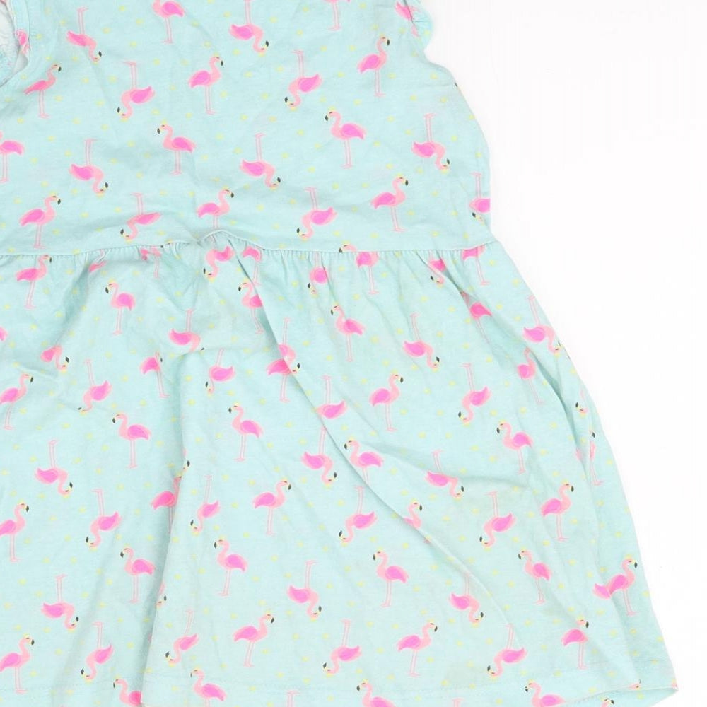 Primark Girls Green   A-Line  Size 6-7 Years  - Flamingo Print
