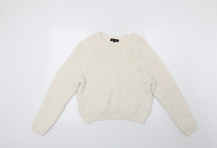 New Look Womens White Knit Pullover Jumper Size 10