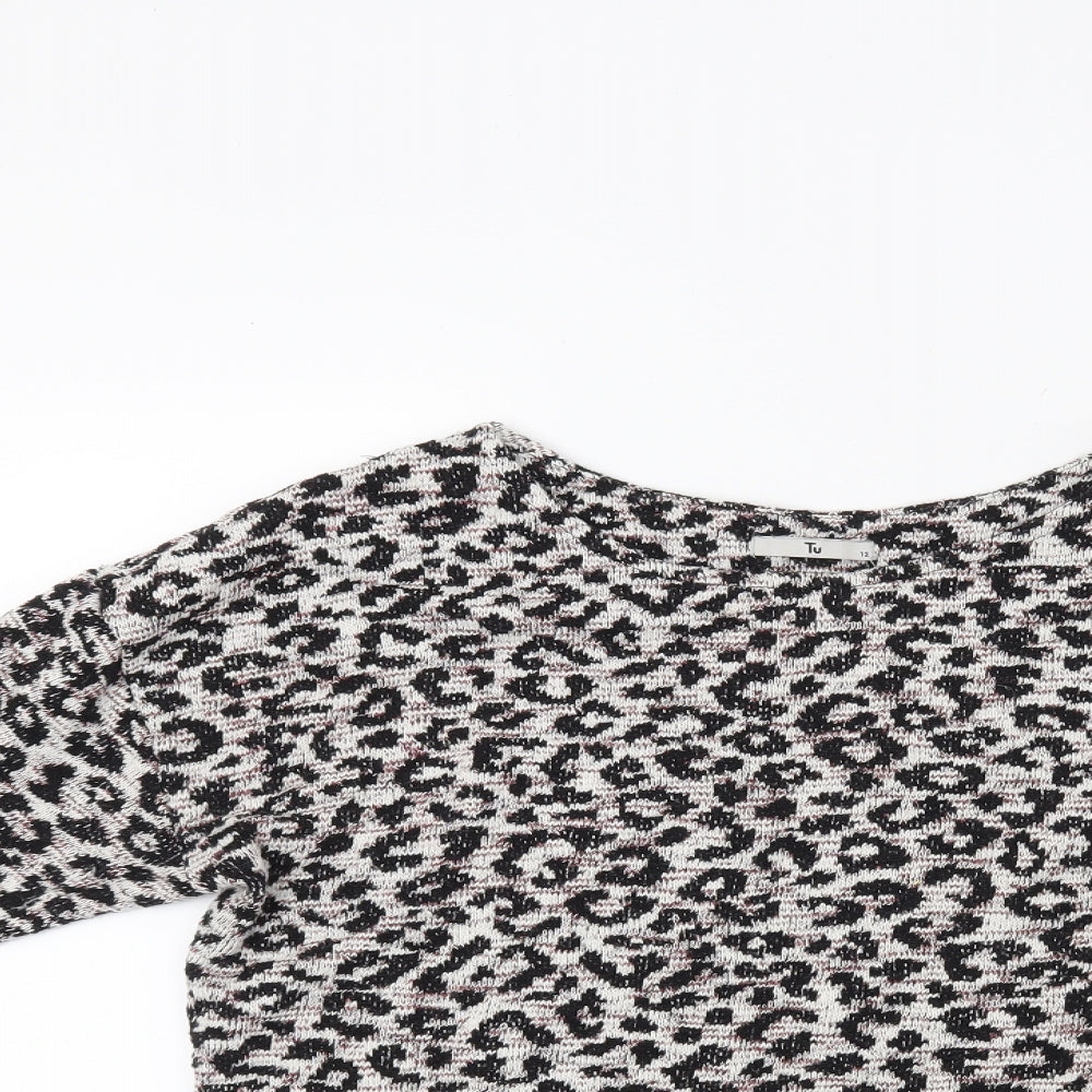 TU Womens Grey Animal Print  Pullover Jumper Size 12