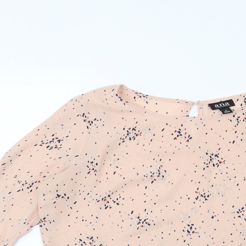 Ana Womens Pink Floral  Basic Blouse Size M