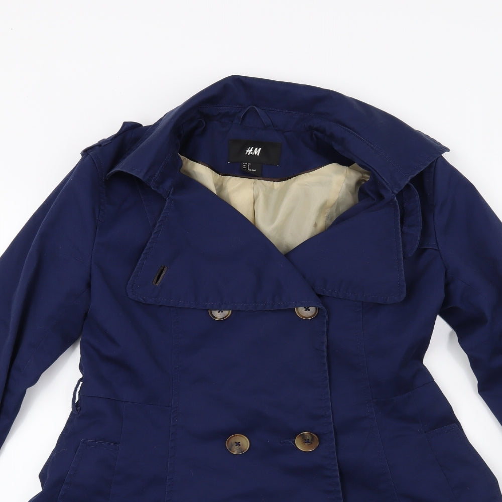 H&M Womens Blue   Overcoat Coat Size 8